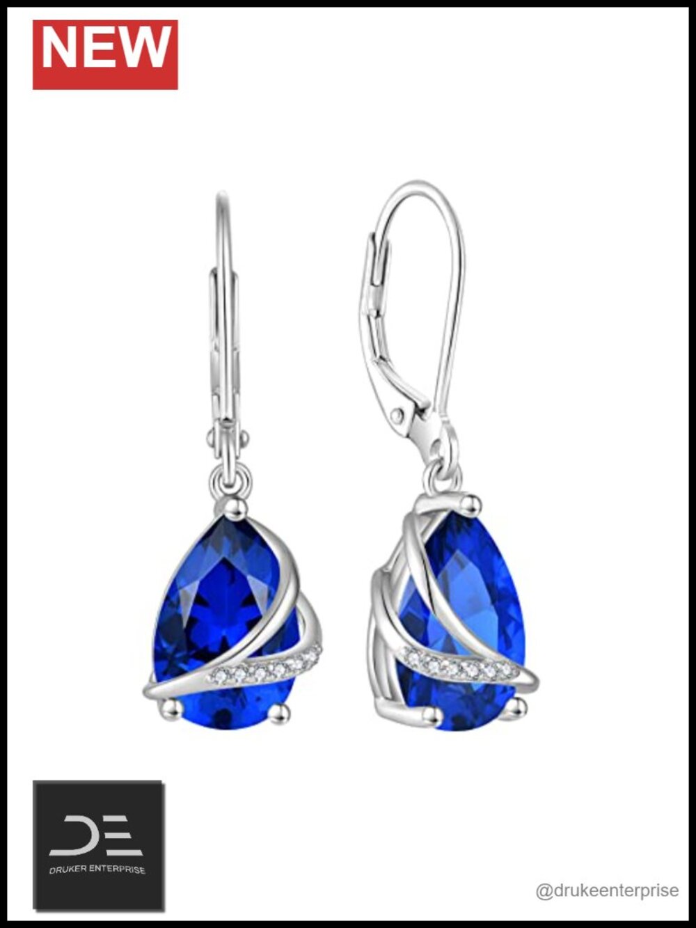 925 Sterling Silver Teardrop Birthstone Leverback Earrings Women